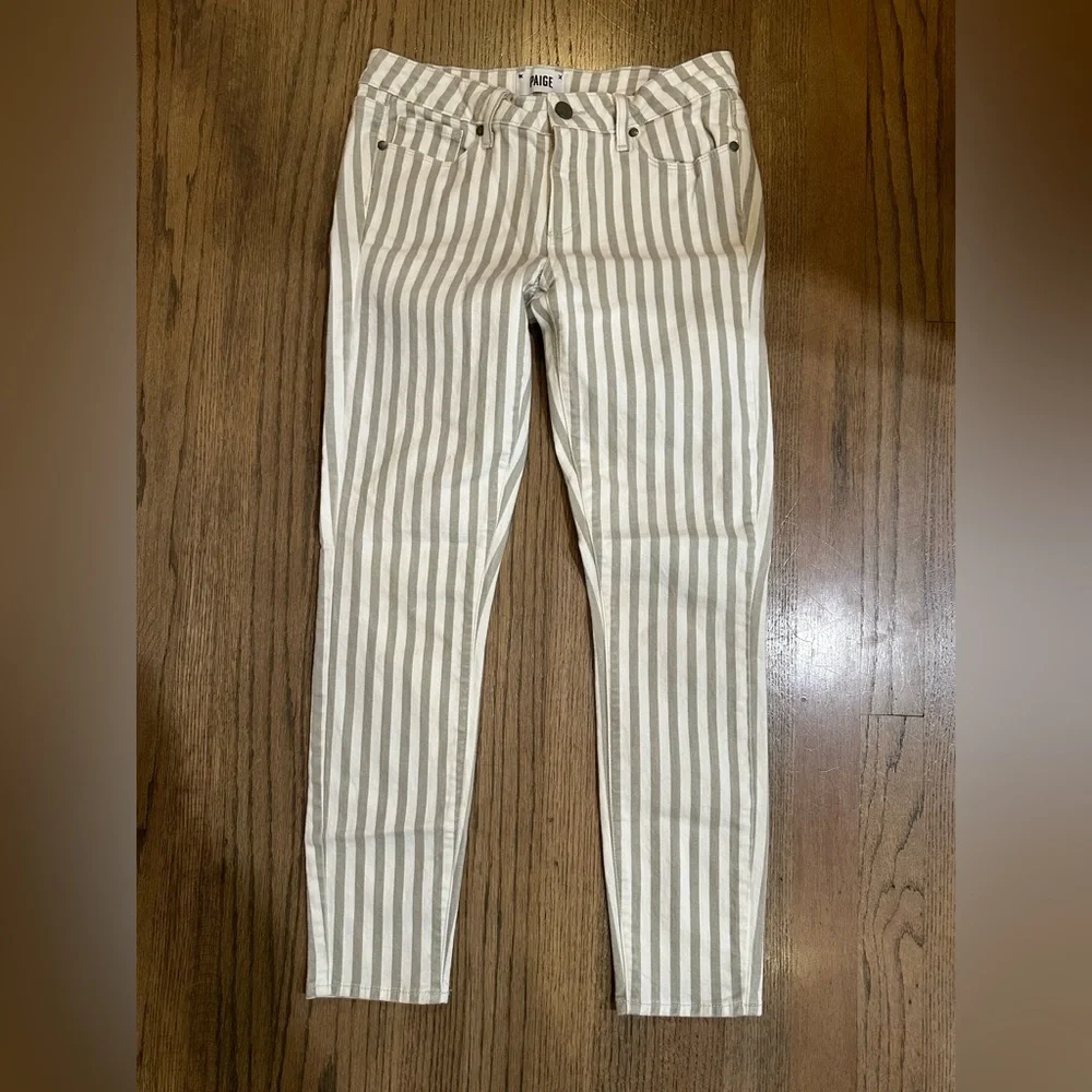 Paige Jeans-Verdugo Ankle-Desert Khaki Stripes-Size 28 - Picture 2 of 10